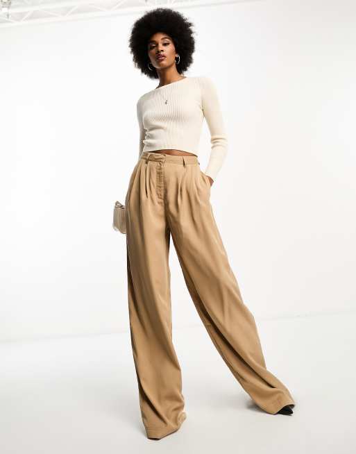 Camel colored wide leg pants sale