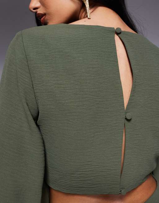 ASOS DESIGN Tall channel detail cutout maxi dress in khaki green