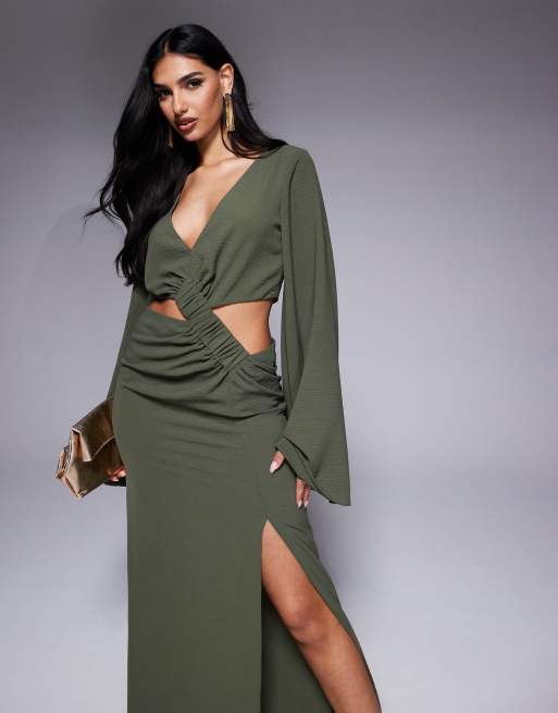 【関税＆送料込み】ChloAC Abito Maxi Con Dettagli Cut-Out Abercrombie & Fitch textured slash neck cut-out waist maxi