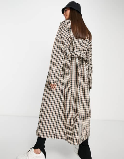 ASOS DESIGN Tall check boyfriend trench