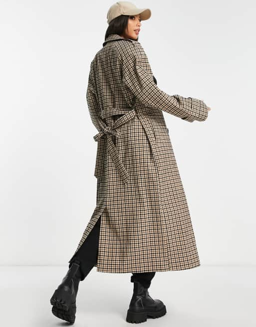 Asos design trench hot sale coat in red check