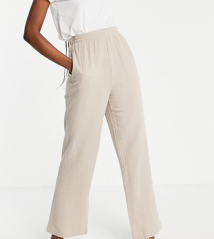 ASOS DESIGN Tall cheesecloth coordinating pull on sweatpants in stone-Brown