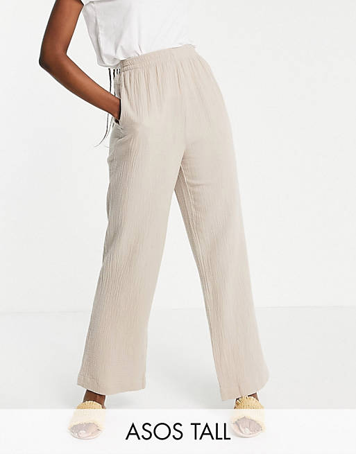 Trousers & Leggings Tall cheesecloth pull on jogger in stone co-ord 