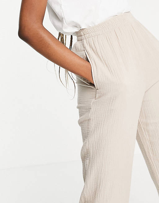 Trousers & Leggings Tall cheesecloth pull on jogger in stone co-ord 