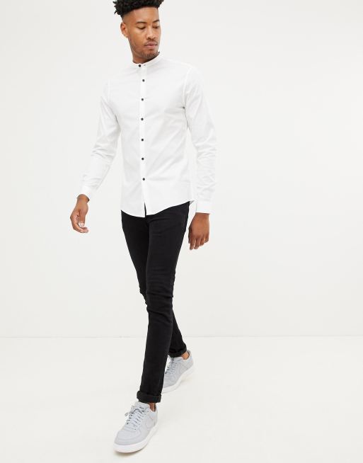 ASOS DESIGN Tall - Chemise slim à col grand-père et boutons contrastants, 4 de 4