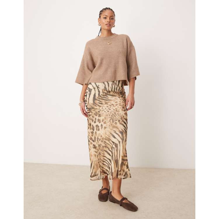 ASOS DESIGN Tall chiffon bias maxi skirt in leopard print ASOS