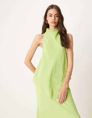 Asos Tall Asos Design Tall Chiffon High Neck Double Layer Maxi Dress