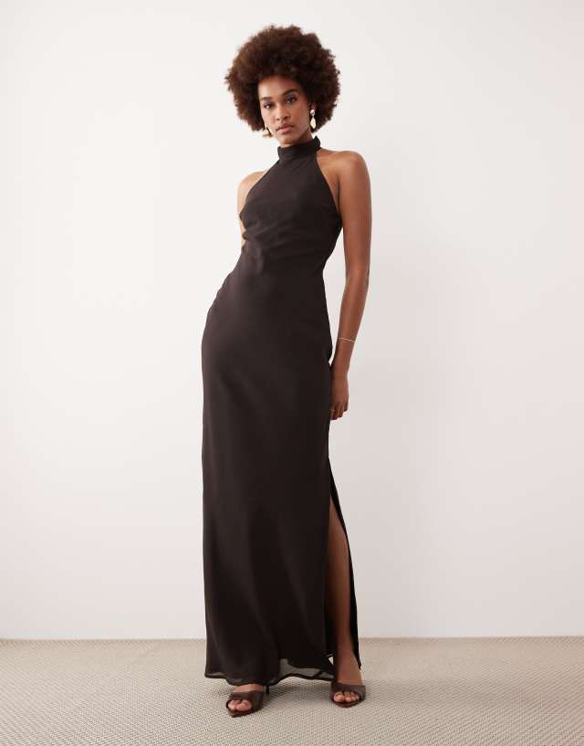 high neck formal midi dress ASOS - Chiffon - Women - Polyester - 14 US NewArrivals 2025