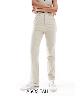 Asos Tall Asos Design Tall Chino Pants In Stone-neutral