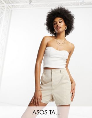 ASOS DESIGN Tall chino short in stone-Neutral