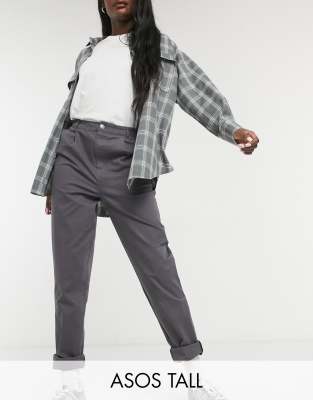 ASOS Tall ASOS DESIGN Tall chino trousers in charcoal-Grey