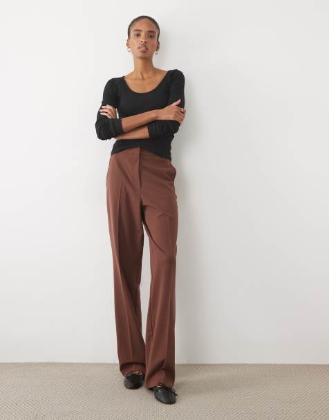 ASOS DESIGN Tall - Chokoladebrune slim-bukser med lige ben - view 1
