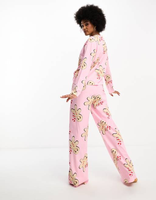 ASOS DESIGN Tall soft jersey long sleeve shirt & pants pajama set