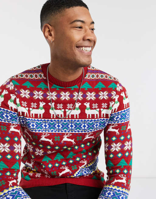 ASOS DESIGN Tall christmas jumper in llama design ASOS