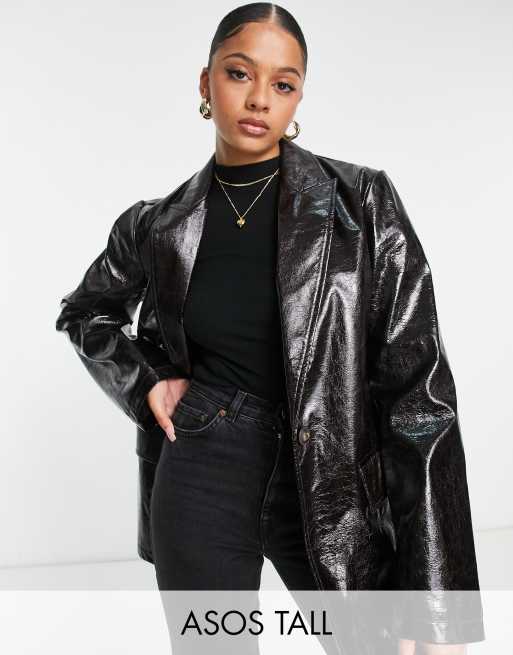 Asos tall leather clearance jacket