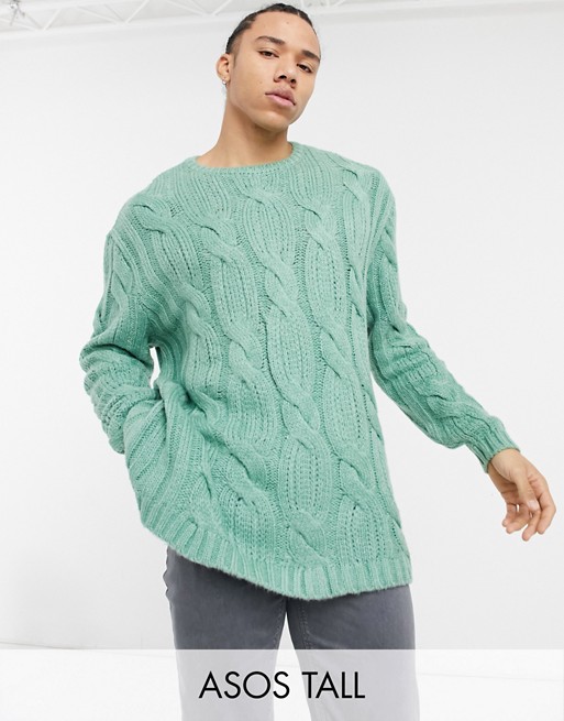ASOS DESIGN Tall chunky cable knit  jumper in lime green