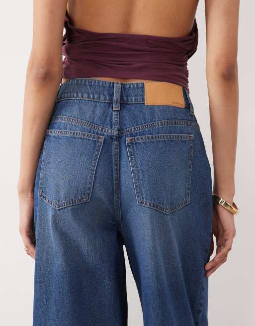 ASOS DESIGN Tall – Ciemnoniebieskie jeansy palazzo z szerokimi nogawkami, 4 z 5