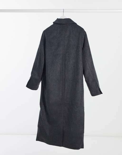 ASOS DESIGN Tall – Ciemnoszary płaszcz zapinany na guziki, 2 z 4