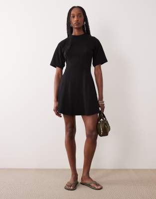 Asos Tall Asos Design Tall Cinched Seam Detail Mini Dress In Black