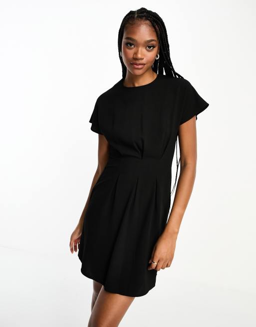 ASOS Design Tall Cinched Waist Mini Dress in Black