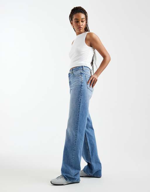 ASOS DESIGN Tall - Circular Design Collection - Dad jeans a fondo ampio lavaggio medio autentico , 3 di 5