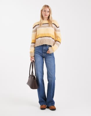 ASOS DESIGN Tall - Circular Design Collection - Dad-Jeans in Mittelblau mit weitem Bein