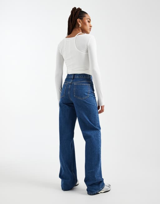 ASOS DESIGN Tall – Circular Design Collection – Dad-Jeans in reinem Blau mit weitem Bein, 2 von 5