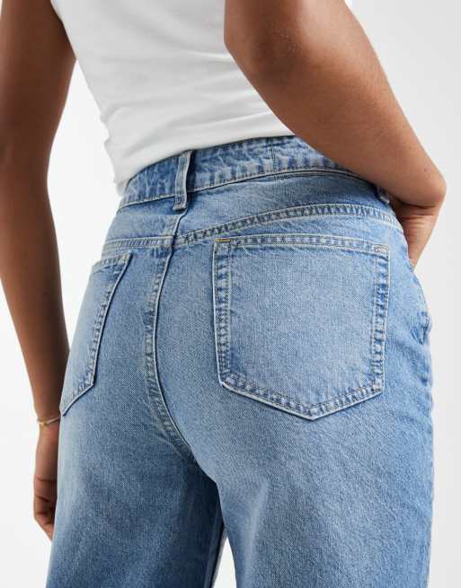 ASOS DESIGN Tall - Circular Design Collection - Dad jeans met wijde pijpen in mid-wash , 4 van 5