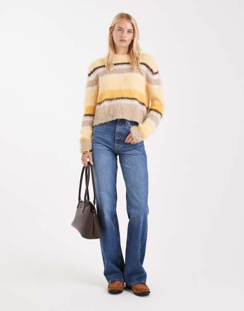 ASOS DESIGN Tall - Circular Design Collection - Dad jeans met wijde pijpen in middenblauw - view 1