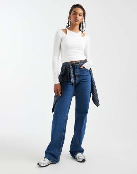 ASOS DESIGN Tall - Circular Design Collection - Jeans dad fit a fondo ampio blu pulito - view 1