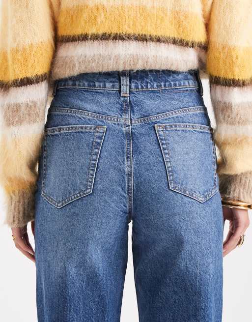 ASOS DESIGN Tall – Circular Design Collection – Niebieskie jeansy dad z szerokimi nogawkami, 4 z 5
