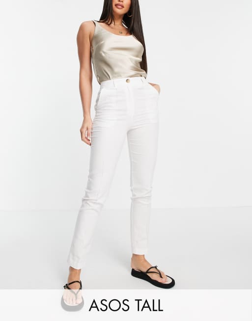 ASOS DESIGN Tall clean linen cigarette suit trouser