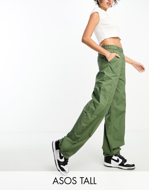 ASOS Tall ASOS DESIGN Tall utility cargo pants in khaki - ShopStyle Trousers