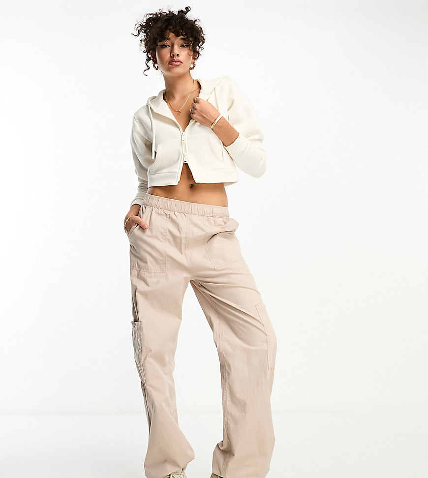 Asos Design Tall Clean Pull-on Cargo Pants In Stone-pink