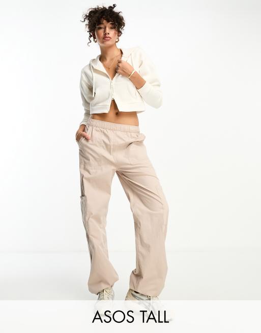 ASOS DESIGN Tall clean pull-on cargo pants in stone