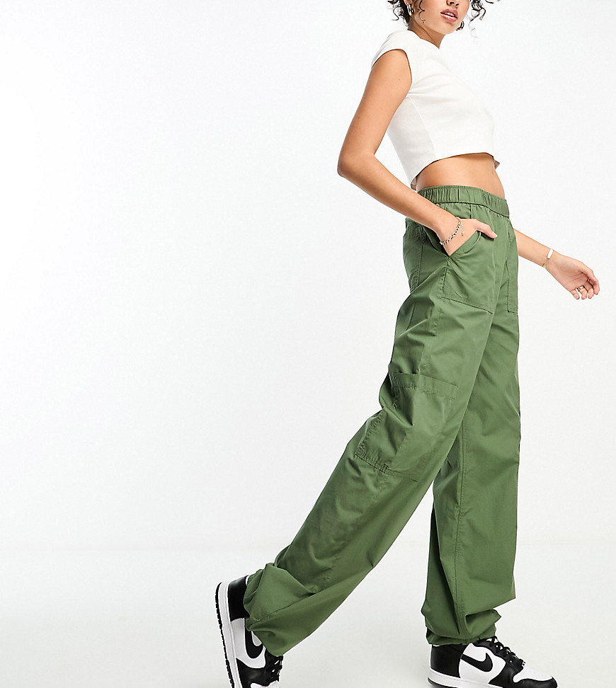ASOS DESIGN Tall clean pull on cargo trouser in khaki-Green