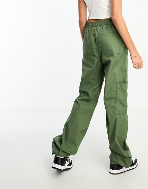 Stradivarius straight leg cargo trouser with adjustable waist in