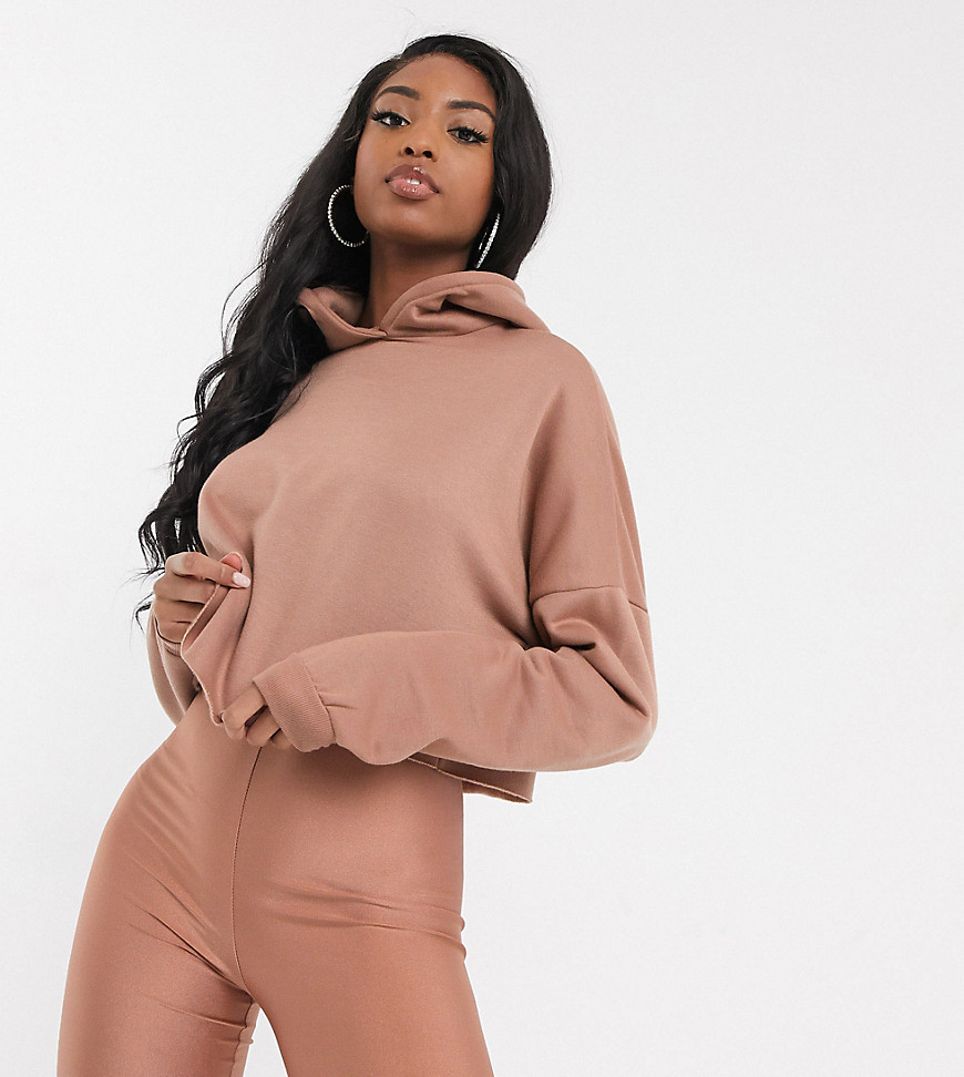 ASOS DESIGN Tall co-ord oversized cropped hoodie in blush-Beige