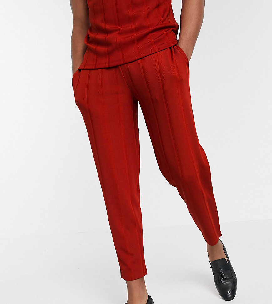 ASOS DESIGN Tall co-ord tapered joggers in fancy rib fabric with fixed hem