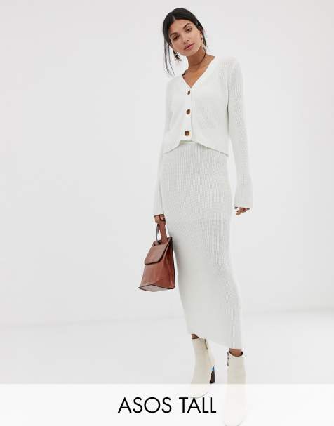 ASOS DESIGN Tall co-ord v neck crop chunky cardigan in eco yarn