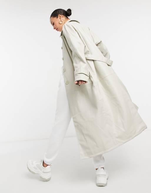 White leather hotsell trench coat