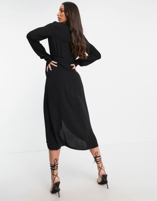 asos design ultimate midi tea dress with collar in black Free People Miss Connections Cutout Mini Dress  Crown Forever