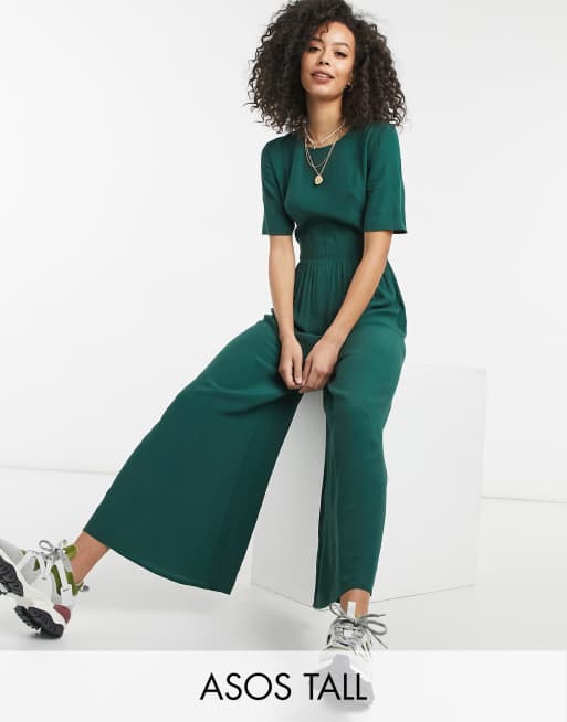 ASOS DESIGN Tall - Combinaison boutonnée dans le dos - Vert forêt
