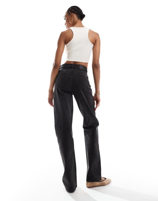 ASOS DESIGN Tall comfort stretch straight jeans in washed black