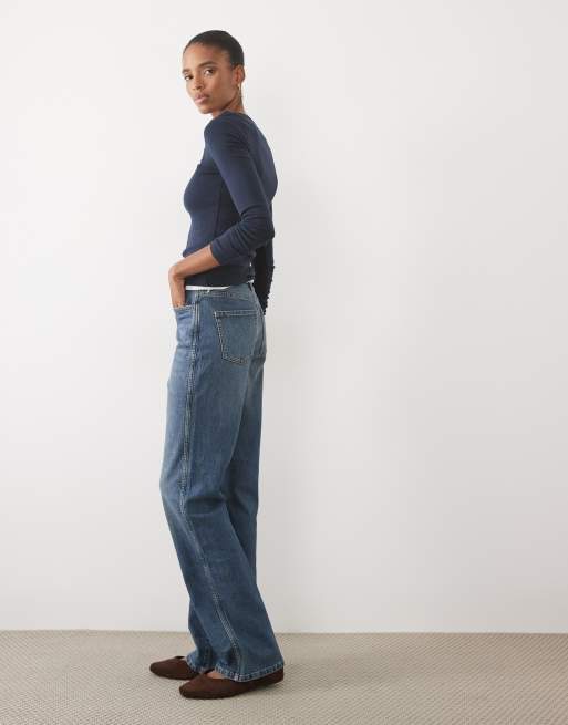 ASOS DESIGN Tall comfort stretch straight leg jean in dark vintage wash, 2 of 5