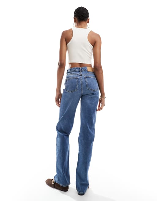 ASOS DESIGN Tall comfort stretch straight leg jeans in authentic mid blue