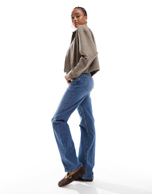 ASOS DESIGN Tall comfort stretch straight leg jeans in authentic mid blue