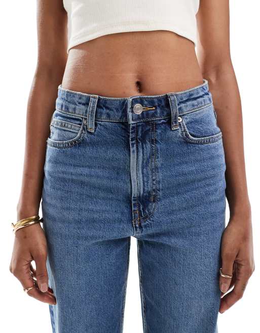 ASOS DESIGN Tall comfort stretch straight leg jeans in authentic mid blue