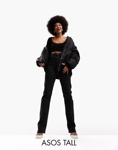 ASOS DESIGN Tall comfort stretch straight leg jeans in black - view 1