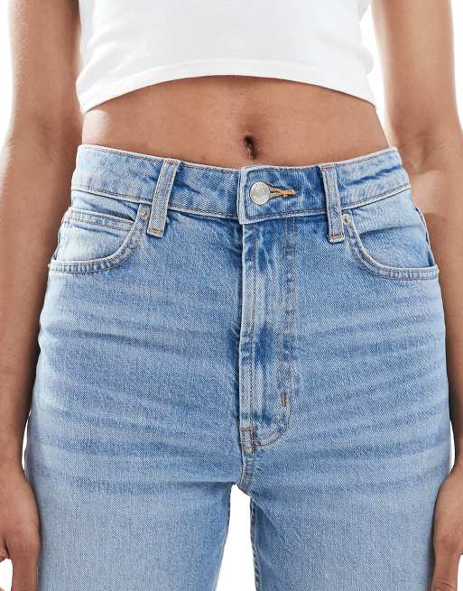 ASOS DESIGN Tall comfort stretch straight leg jeans in light mid blue